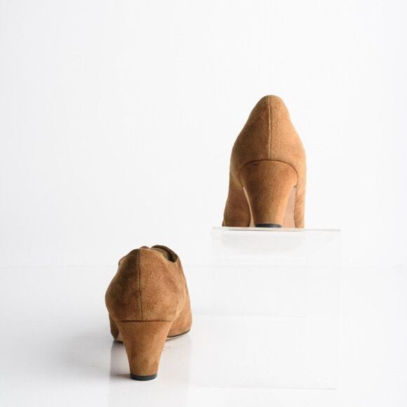 Vintage Escada Womens Brown Suede Lace Up Heels Shoes Bootie US 6 Made Italy - Picture 6 of 8